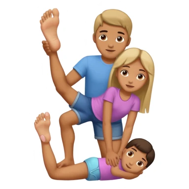 a man (leg) foot placed on a girl's head sticker