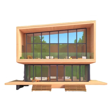 realistic luxury forest home with glass walls surrounded by tall trees sticker