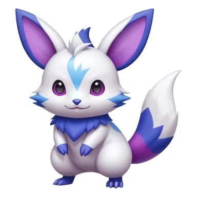 Shiny White with Violet and Indigo markings Minccino-Zangoose-Pokémon-Fakémon-fusion-hybrid-creature sticker
