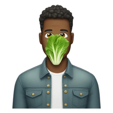 man with lettuce face sticker