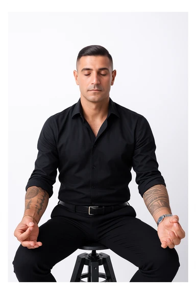 Uomo che applica la respirazione per calmare il suo sistema nervoso sticker