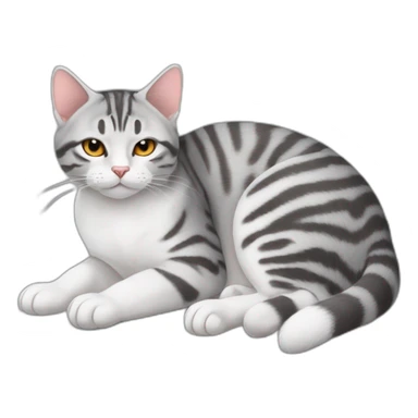 cat-American shorthair-cathandswhole body-lie down-Close your eyes. sticker