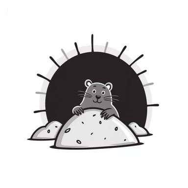 a hand drawn doodle of a mole peeking out of the earth sticker