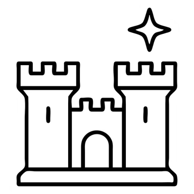 brilliant castle simple black outline icon sticker