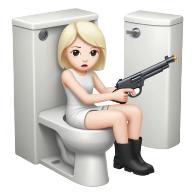 hiding in the toilet with a gun  sticker