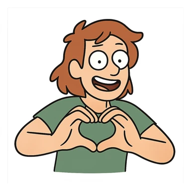 two hands forming a heart, bold lines sticker