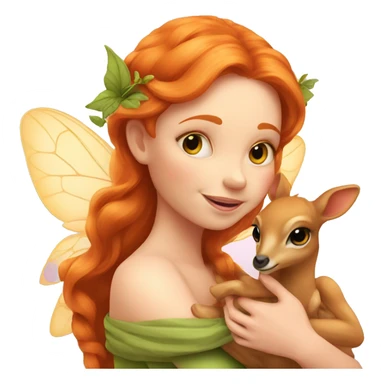 Beautiful ginger fairy with a baby fawn  sticker