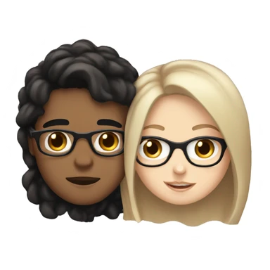 White boy black hair glasses kissing white girl brown hair brown eyes sticker