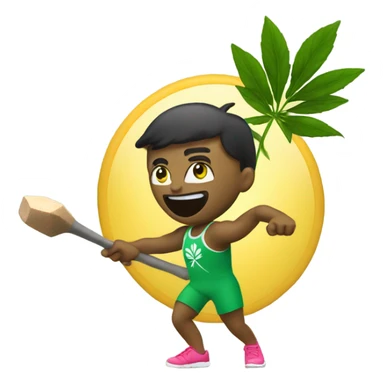 Weed plant throwing Olympic hammer throw sticker