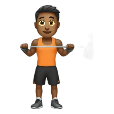 A boy in the gym with a barbell sticker