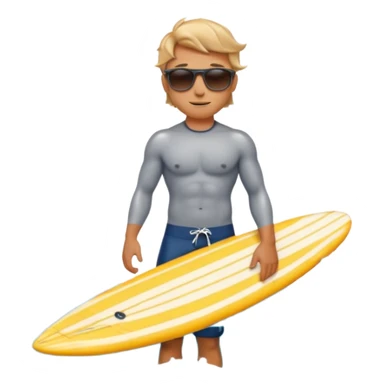 marine style emoji with waves, whale, male shirtless surfer, summer atmosphere with sun and warm  sticker