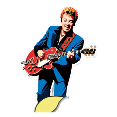Brian Setzer playing the cherry-colored Gretch guitar sticker