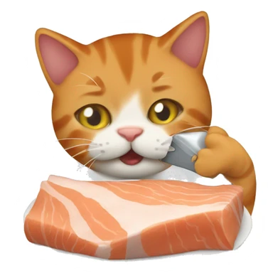  tabby orange cat eating tuna  sticker