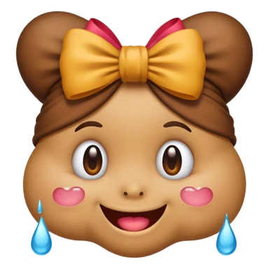 Emoji I phone Type, happy poo with tears a bow on the head sticker