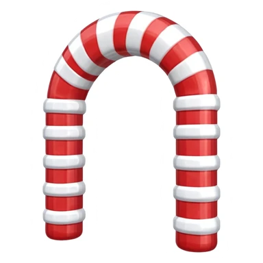 3D render of Candy Cane Arch, made entirely of dessert materials, glistening sugar crystal texture, glossy red and white striped hard candy, delicious confectionery aesthetic, Apple emoji style, isolated on white background --v 6.0. sticker