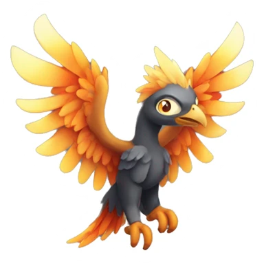 cute fenix with fire wings sticker