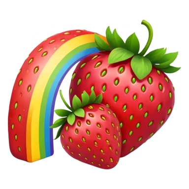 a rainbow with strawberries sticker
