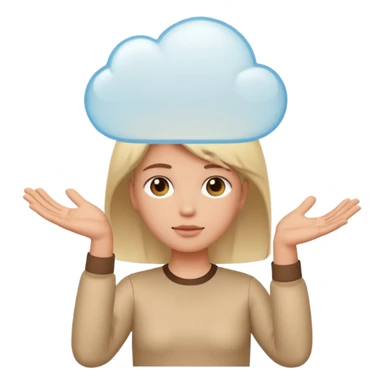 Open palms face up holding a thought bubble sticker