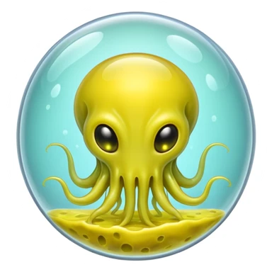 yellow slime alien in glass bubble sticker