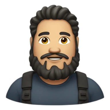 fat man with wavy long black hair and a beard sticker