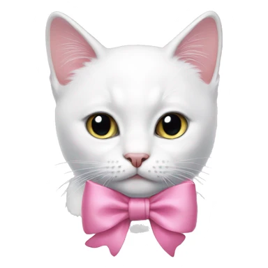 white cat with pink bow on head  sticker