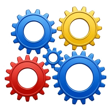 3 cogs made of paint sticker