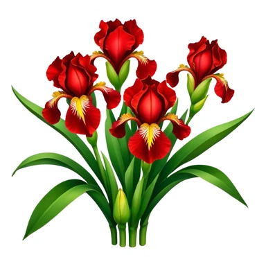 super big bouquet Bright Red Iris, luxuriant, leaf, bud sticker