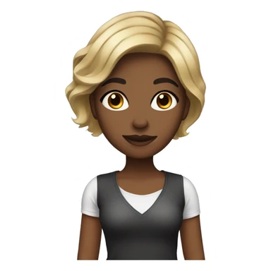 Medium brown skin girl with black and blonde highlights medium hair length  sticker