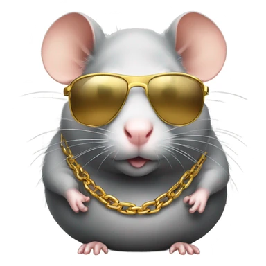 Obese rat with gold chains and sunglasses sticker