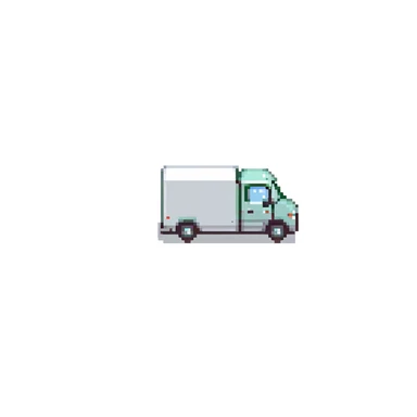 minimalistic delivery truck side view, simple clean lines sticker