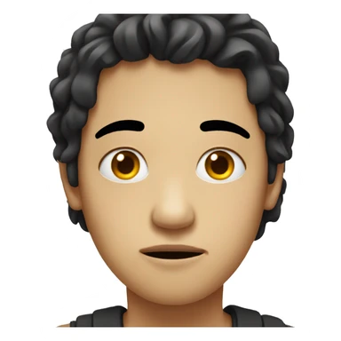 Depressed face,black hair sticker