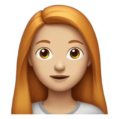 A girl has ginger, straight long hair. Her skin is white sticker