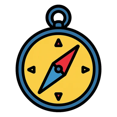 compass icon in color outline style sticker