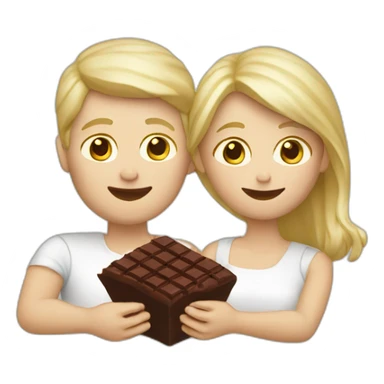 blond white couple eating chocolat sticker