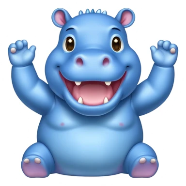 an cheering Happy hippo with blue Skin Color  sticker