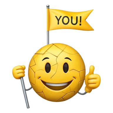 Yellow smiley cracked holding flag saying "you gotta be joking, right" sticker