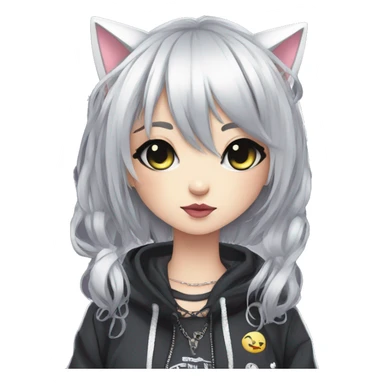 Edgy Kawaii Cute Cool Cartoon Beautiful Elegant Pretty Anime Punk Techwear Gothic Catgirl sticker