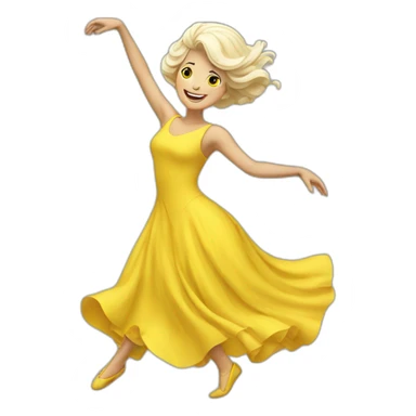 dancing white lady in yellow dress sticker