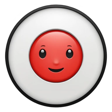 Red circle with a white circle inside and inside the white circle is a black circle sticker