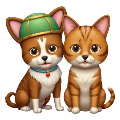 Dog with a bongo on it head with a cat playing the bongo standing in the dog sticker