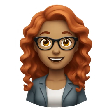 Woman with glasses and wavy red hair waving hello sticker