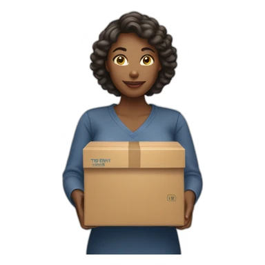 Women holding delivery box sticker