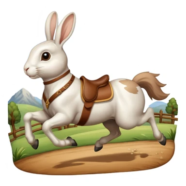 Exciting rabbit galloping on horse sticker