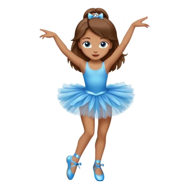 Girl dancing in a tutu with point shoes with tan skin long brown hair and blue eyes  sticker