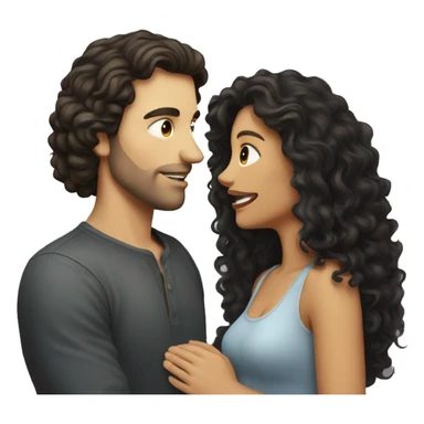 White Man with dark hair kissing white woman with long dark curly hair sticker
