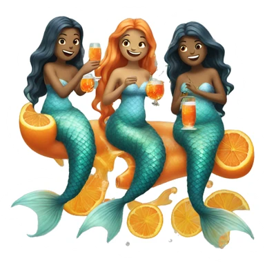 Three mermaids drinking aperol sticker