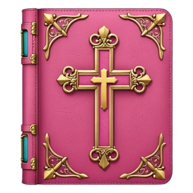 pink bible with a gold cross sticker