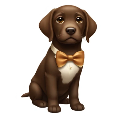 Chocolate labrador cute puppy with small white patch of fur on chest and rich caramel bow tie  sticker