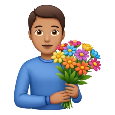 man flower-holding person bouqet sticker
