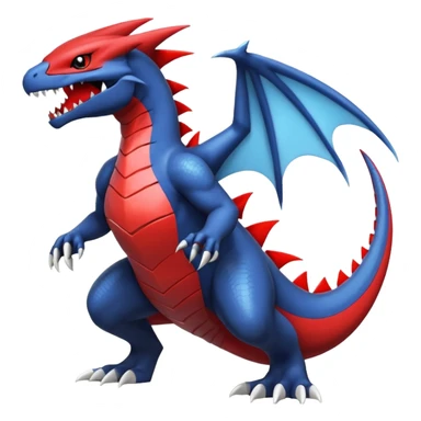 Handsome cool badass edgy evil Charmeleon-Latias-Garchomp-Giratina-Pokémon-Fakémon-fusion-hybrid-creature, full body sticker
